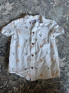 Tommy Bahama White Short-Sleeve Button Down with Dino Motif